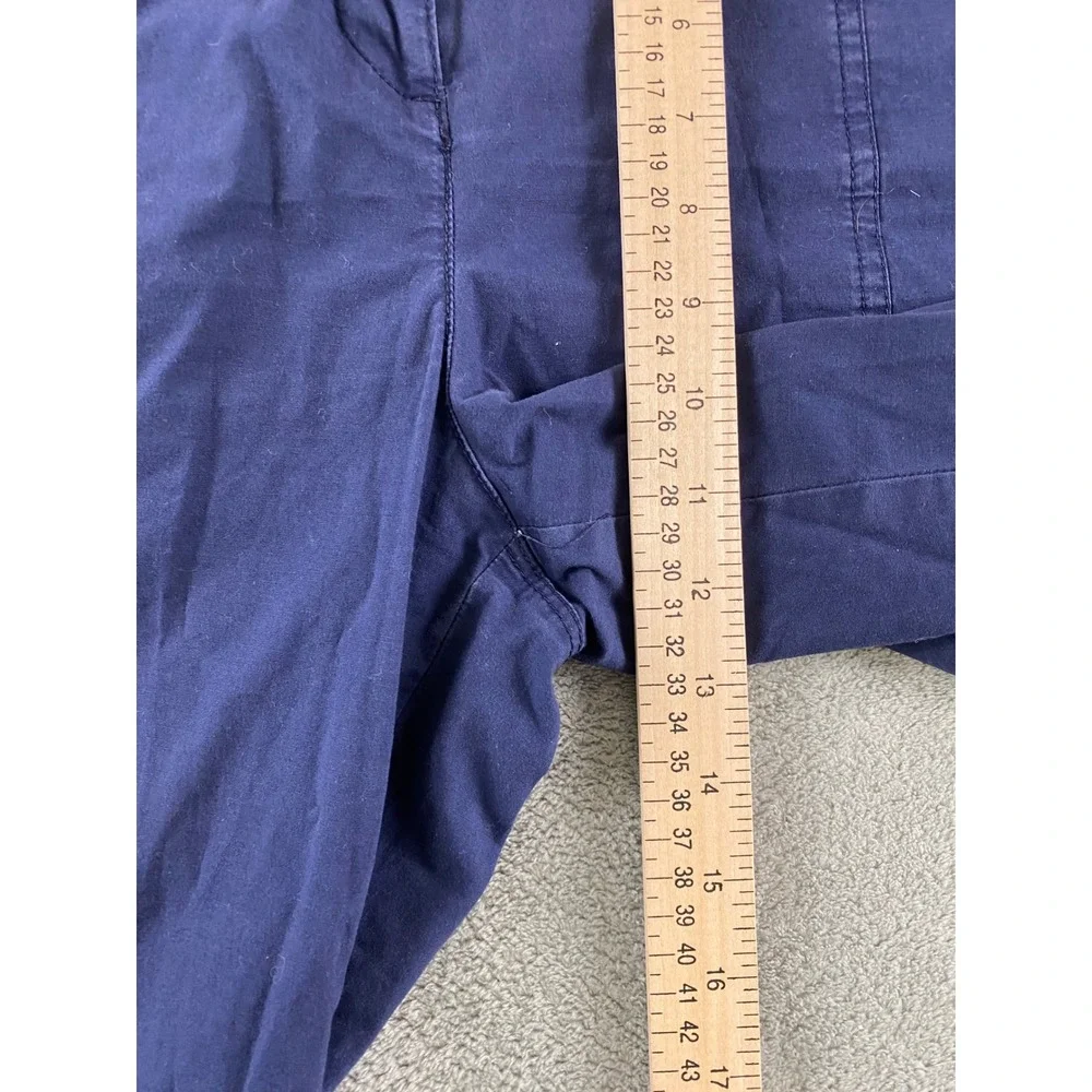 Chicos Womens Navy Blue Capri Pants Sz 2 Elastic Waist Front Seam Cropped Pants